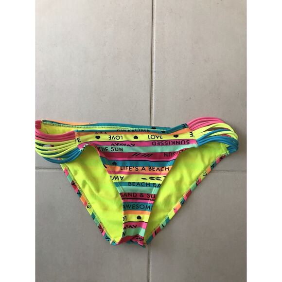 Bongo Bikini Bottom Multicolor Neon Print Swimwear - Picture 1 of 8